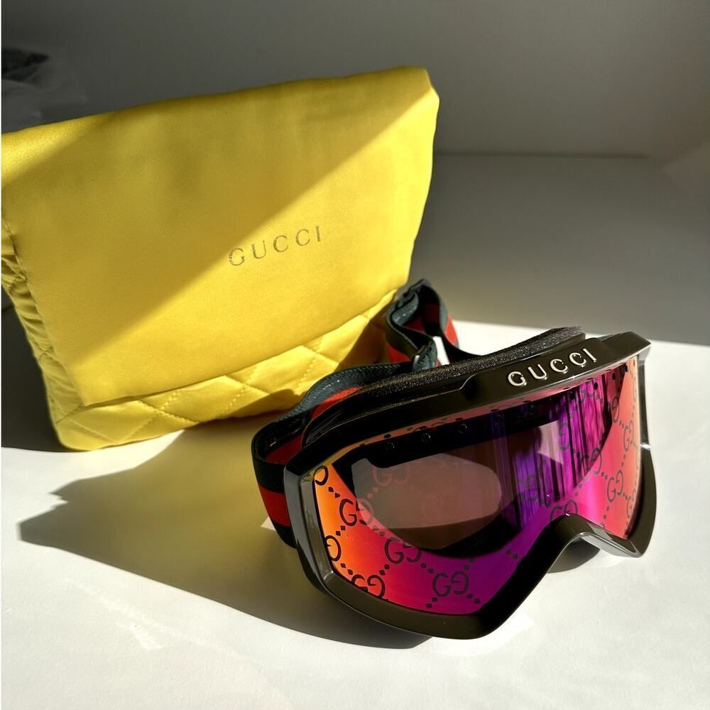 NEW Gucci SKI Mask ZEISS Lens GG1210S 003 Green MultiColor Red Unisex - Picture 6 of 11